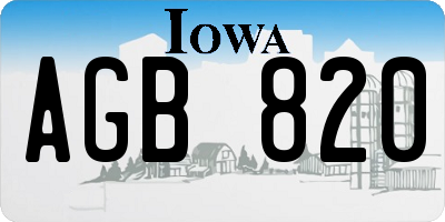 IA license plate AGB820