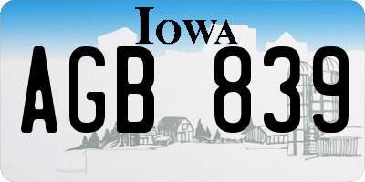 IA license plate AGB839