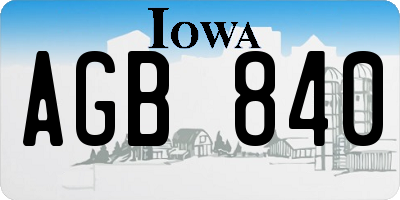 IA license plate AGB840