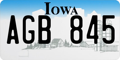 IA license plate AGB845
