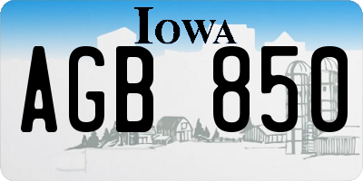 IA license plate AGB850