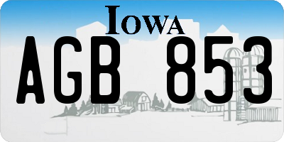 IA license plate AGB853