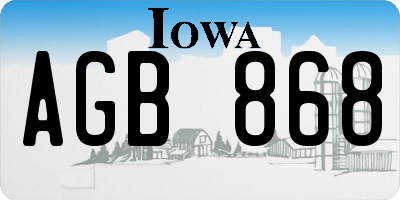 IA license plate AGB868