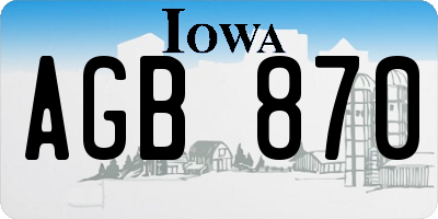 IA license plate AGB870