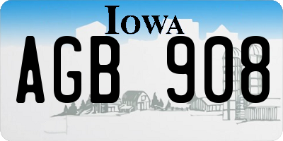 IA license plate AGB908