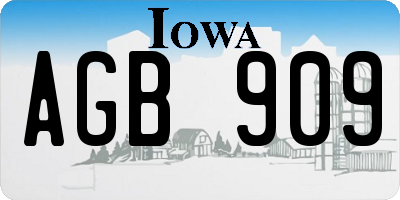 IA license plate AGB909