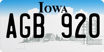 IA license plate AGB920