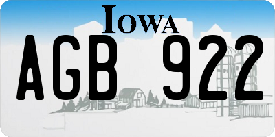 IA license plate AGB922