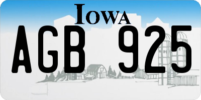 IA license plate AGB925