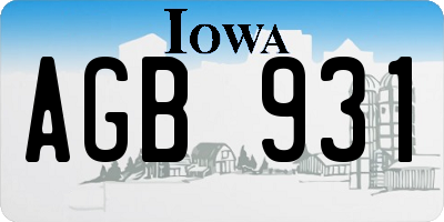 IA license plate AGB931