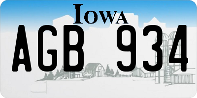 IA license plate AGB934