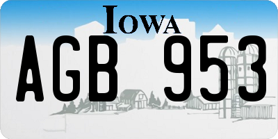 IA license plate AGB953