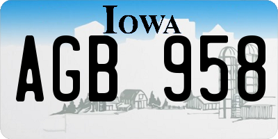 IA license plate AGB958