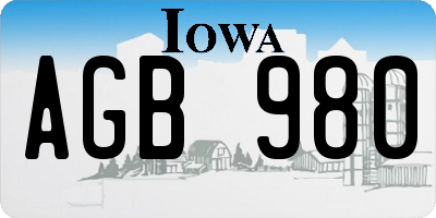 IA license plate AGB980
