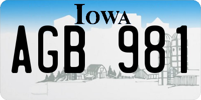 IA license plate AGB981