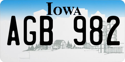 IA license plate AGB982