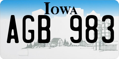 IA license plate AGB983