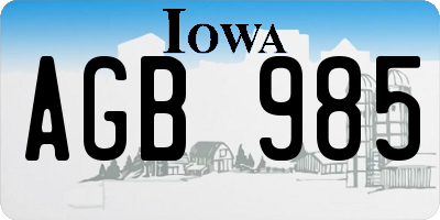 IA license plate AGB985