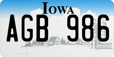 IA license plate AGB986