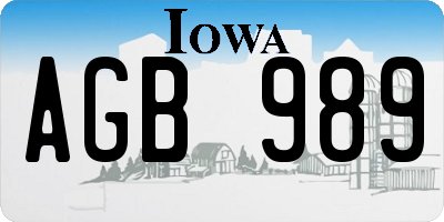 IA license plate AGB989