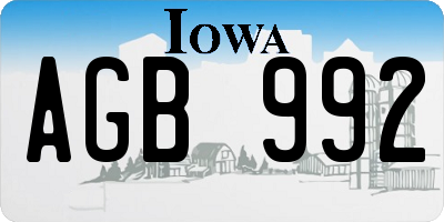 IA license plate AGB992