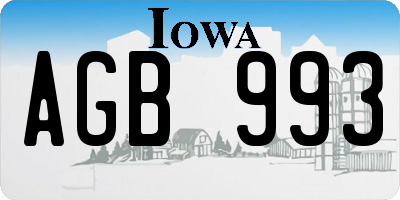 IA license plate AGB993