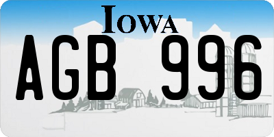 IA license plate AGB996