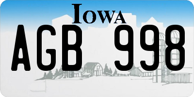 IA license plate AGB998