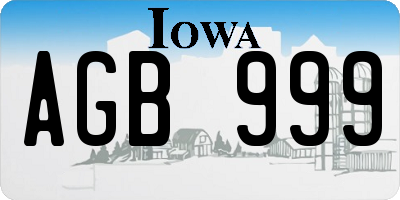 IA license plate AGB999