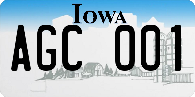 IA license plate AGC001