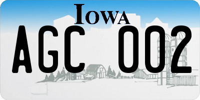 IA license plate AGC002