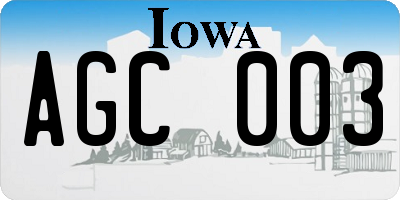 IA license plate AGC003