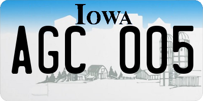 IA license plate AGC005