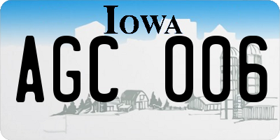 IA license plate AGC006