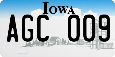 IA license plate AGC009