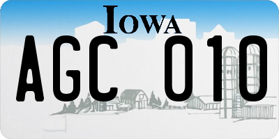 IA license plate AGC010