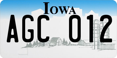 IA license plate AGC012