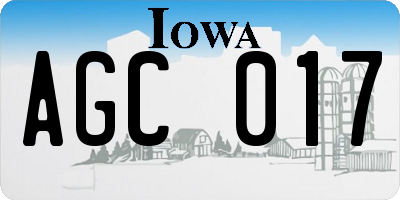 IA license plate AGC017