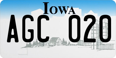 IA license plate AGC020