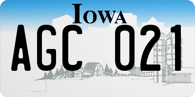 IA license plate AGC021