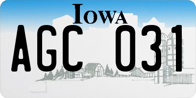 IA license plate AGC031