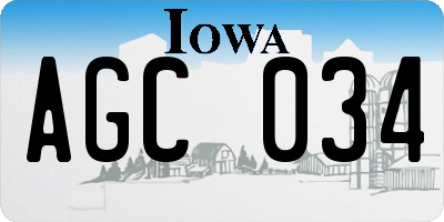 IA license plate AGC034