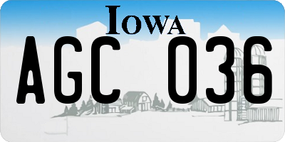 IA license plate AGC036