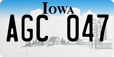 IA license plate AGC047
