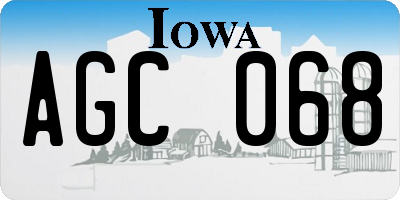 IA license plate AGC068