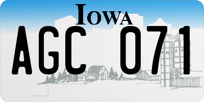 IA license plate AGC071