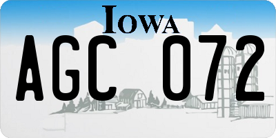 IA license plate AGC072