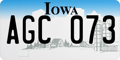 IA license plate AGC073