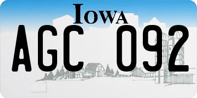 IA license plate AGC092