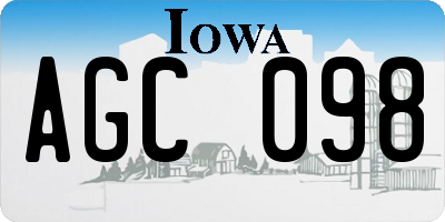 IA license plate AGC098